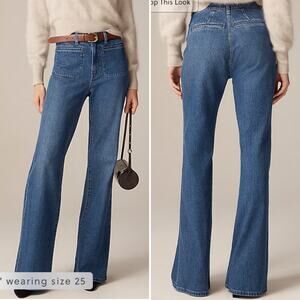 J.Crew Women's '96 Flare High‎ Rise Jeans Lexi Kay Wash Size 34 Patch Pockets